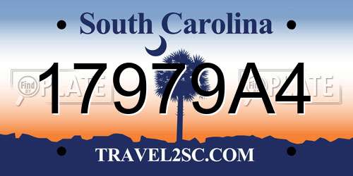 17979A4 South Carolina License Plate