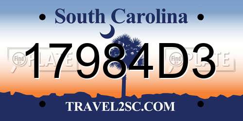 17984D3 South Carolina License Plate