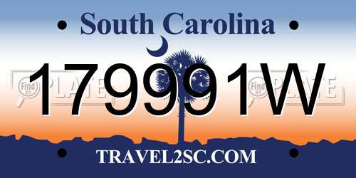 179991W South Carolina License Plate