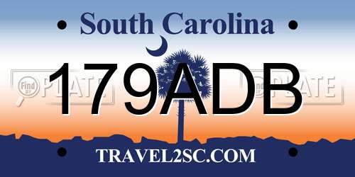 179ADB South Carolina License Plate