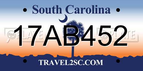 17AB452 South Carolina License Plate