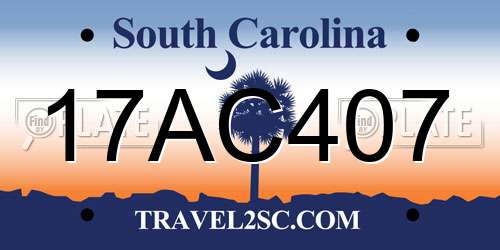 17AC407 South Carolina License Plate