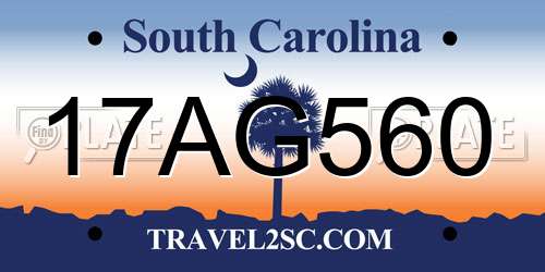 17AG560 South Carolina License Plate