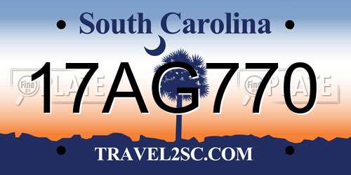17AG770 South Carolina License Plate