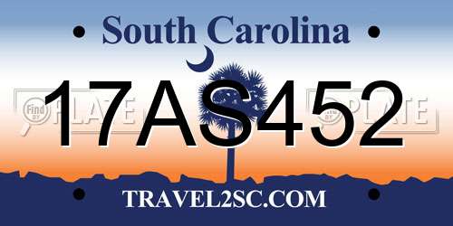 17AS452 South Carolina License Plate