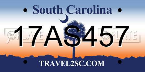 17AS457 South Carolina License Plate