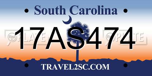 17AS474 South Carolina License Plate