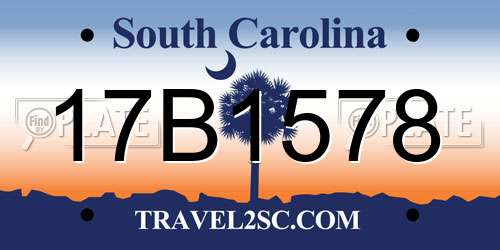 17B1578 South Carolina License Plate