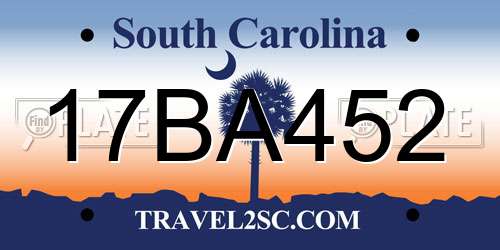 17BA452 South Carolina License Plate