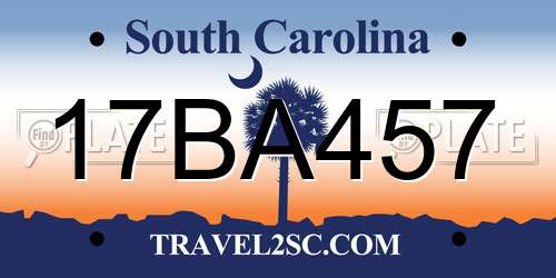 17BA457 South Carolina License Plate
