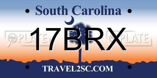 17BRX South Carolina License Plate