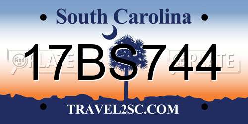 17BS744 South Carolina License Plate