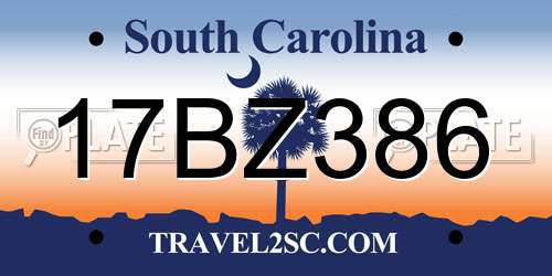 17BZ386 South Carolina License Plate
