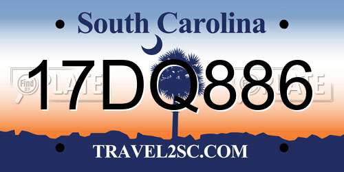 17DQ886 South Carolina License Plate