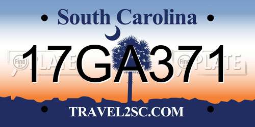 17GA371 South Carolina License Plate