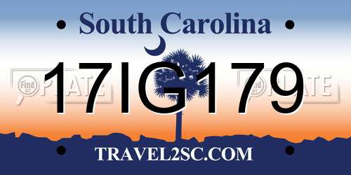 17IG179 South Carolina License Plate