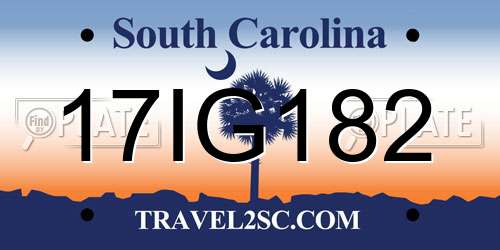 17IG182 South Carolina License Plate