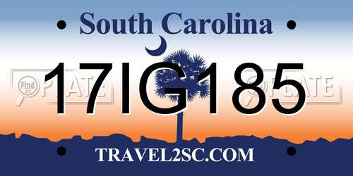 17IG185 South Carolina License Plate