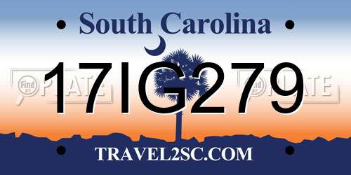 17IG279 South Carolina License Plate