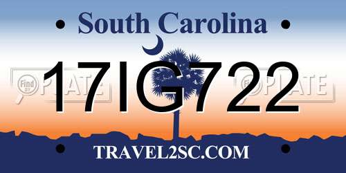 17IG722 South Carolina License Plate
