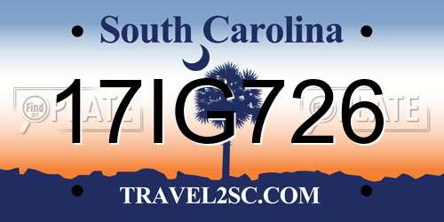 17IG726 South Carolina License Plate