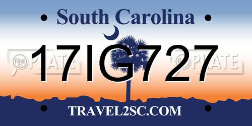 17IG727 South Carolina License Plate