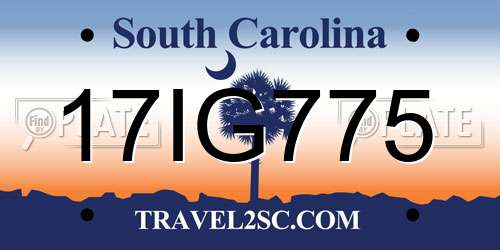 17IG775 South Carolina License Plate