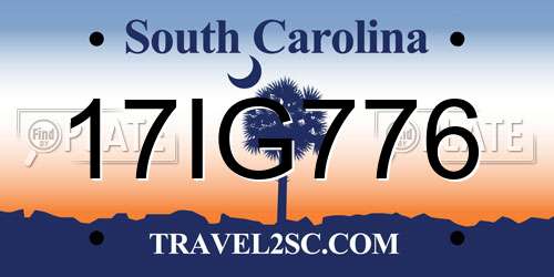 17IG776 South Carolina License Plate