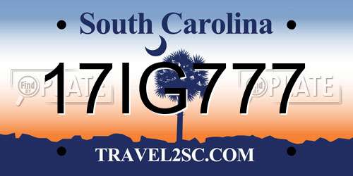 17IG777 South Carolina License Plate