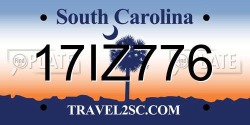 17IZ776 South Carolina License Plate