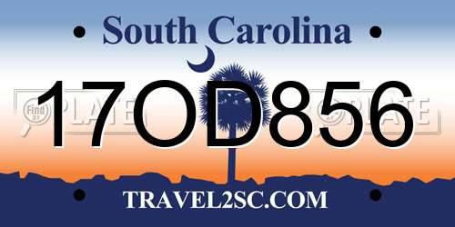 17OD856 South Carolina License Plate