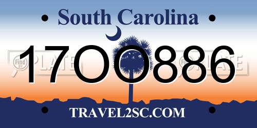 17OO886 South Carolina License Plate