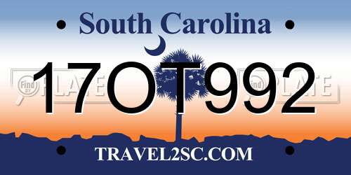 17OT992 South Carolina License Plate