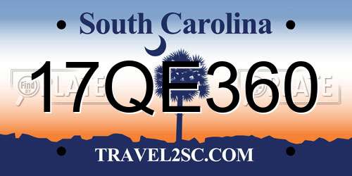 17QE360 South Carolina License Plate