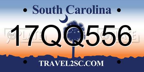 17QQ556 South Carolina License Plate