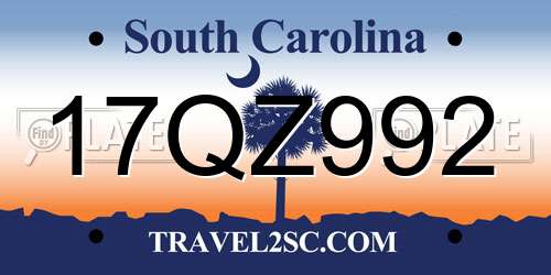 17QZ992 South Carolina License Plate