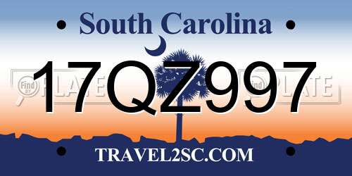 17QZ997 South Carolina License Plate