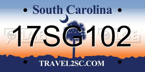 17SG102 South Carolina License Plate