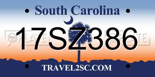 17SZ386 South Carolina License Plate