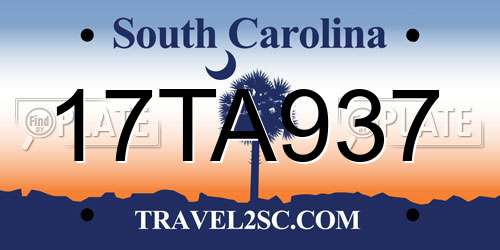 17TA937 South Carolina License Plate