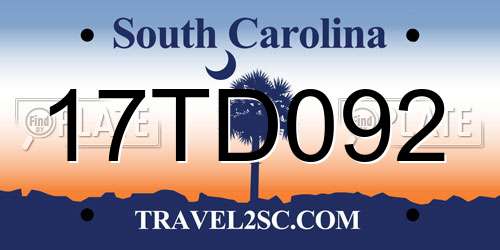 17TD092 South Carolina License Plate