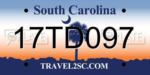 17TD097 South Carolina License Plate