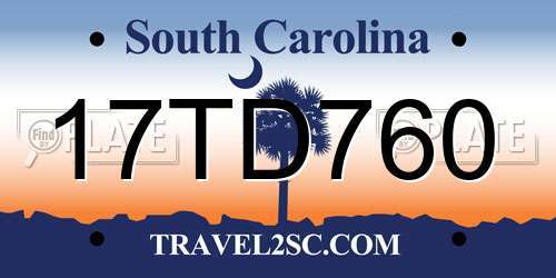 17TD760 South Carolina License Plate