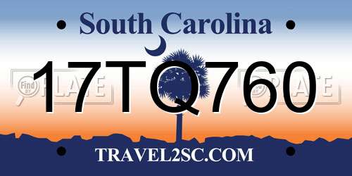 17TQ760 South Carolina License Plate