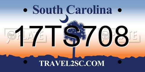 17TS708 South Carolina License Plate