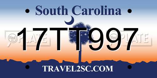 17TT997 South Carolina License Plate