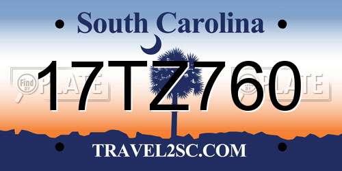 17TZ760 South Carolina License Plate