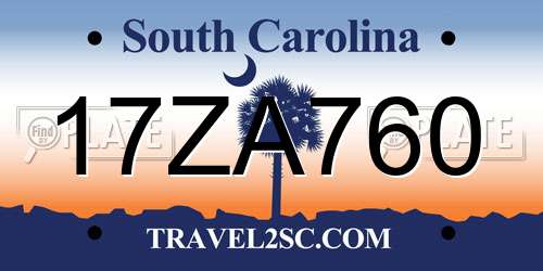 17ZA760 South Carolina License Plate
