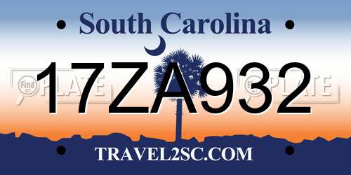 17ZA932 South Carolina License Plate