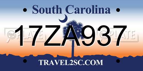 17ZA937 South Carolina License Plate